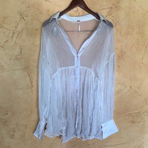 Free People sheer button up shirt